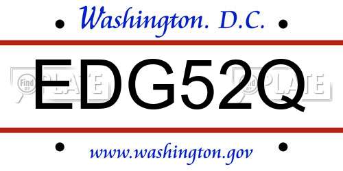 EDG52Q District Of Columbia License Plate