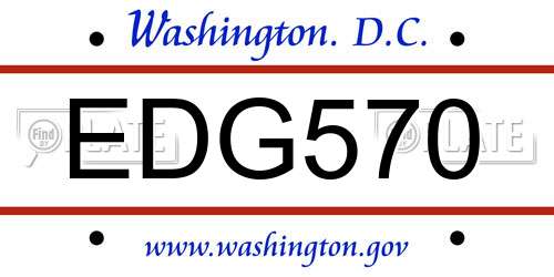 EDG570 District Of Columbia License Plate
