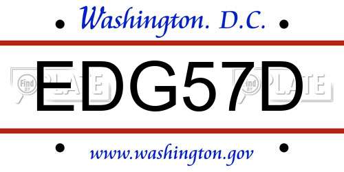 EDG57D District Of Columbia License Plate