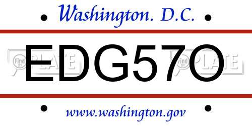 EDG57O District Of Columbia License Plate