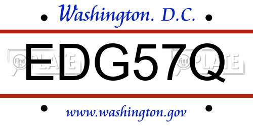 EDG57Q District Of Columbia License Plate