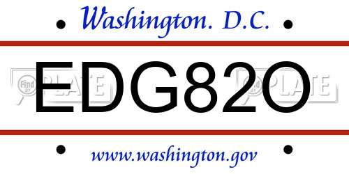 EDG82O District Of Columbia License Plate