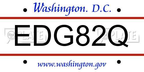 EDG82Q District Of Columbia License Plate