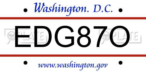 EDG87O District Of Columbia License Plate