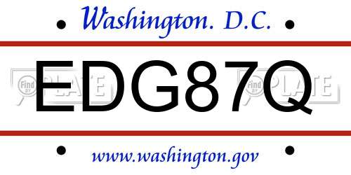EDG87Q District Of Columbia License Plate