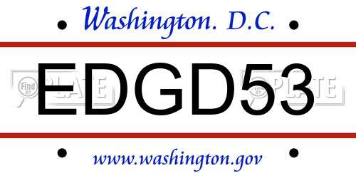 EDGD53 District Of Columbia License Plate