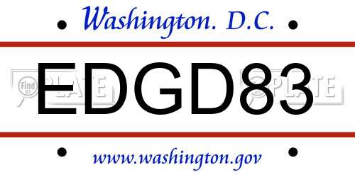 EDGD83 District Of Columbia License Plate