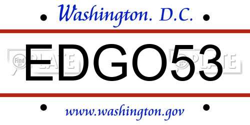 EDGO53 District Of Columbia License Plate
