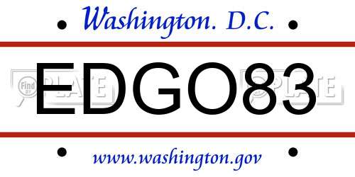 EDGO83 District Of Columbia License Plate