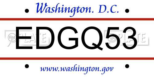 EDGQ53 District Of Columbia License Plate