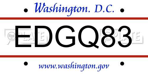 EDGQ83 District Of Columbia License Plate