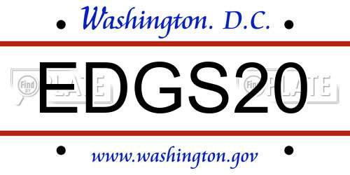 EDGS20 District Of Columbia License Plate