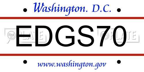 EDGS70 District Of Columbia License Plate