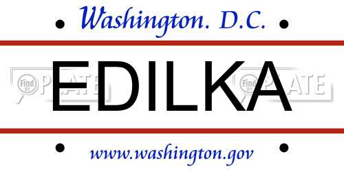 EDILKA District Of Columbia License Plate