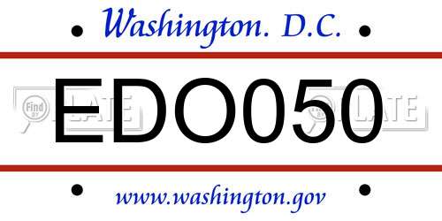 EDO050 District Of Columbia License Plate
