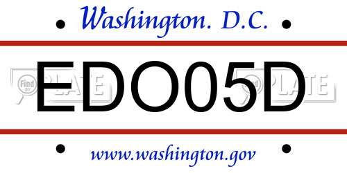 EDO05D District Of Columbia License Plate