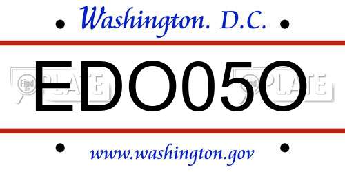 EDO05O District Of Columbia License Plate