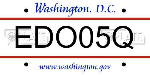 EDO05Q District Of Columbia License Plate