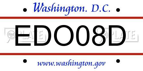 EDO08D District Of Columbia License Plate