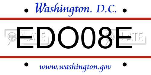 EDO08E District Of Columbia License Plate