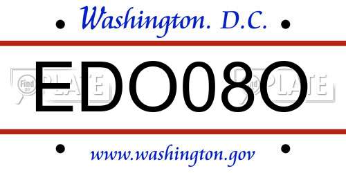 EDO08O District Of Columbia License Plate