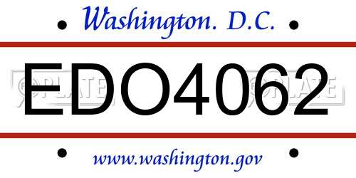 EDO4062 District Of Columbia License Plate