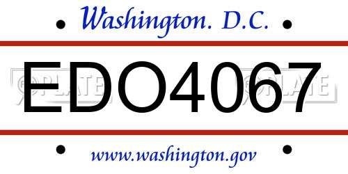 EDO4067 District Of Columbia License Plate