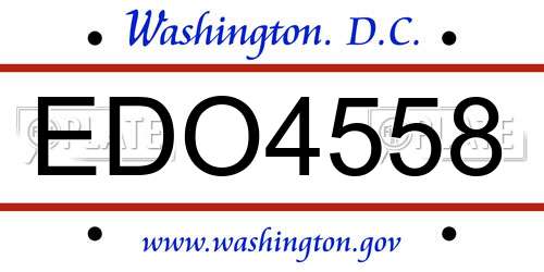 EDO4558 District Of Columbia License Plate