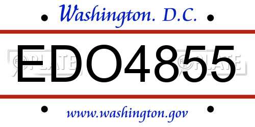 EDO4855 District Of Columbia License Plate