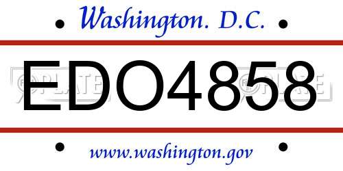 EDO4858 District Of Columbia License Plate