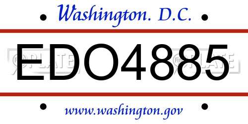 EDO4885 District Of Columbia License Plate