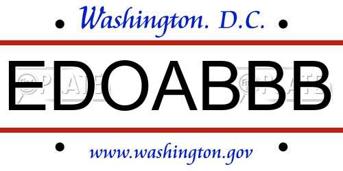 EDOABBB District Of Columbia License Plate
