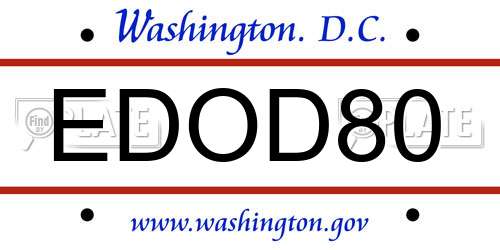 EDOD80 District Of Columbia License Plate