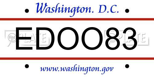 EDOO83 District Of Columbia License Plate