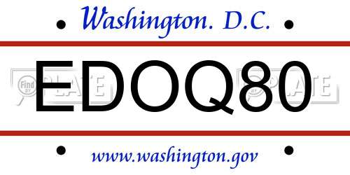 EDOQ80 District Of Columbia License Plate