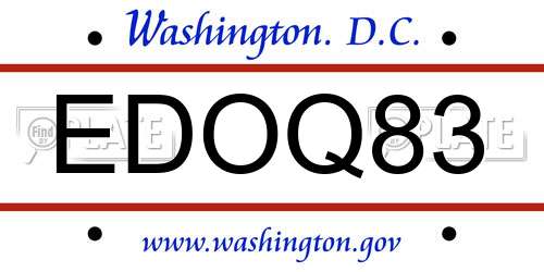 EDOQ83 District Of Columbia License Plate