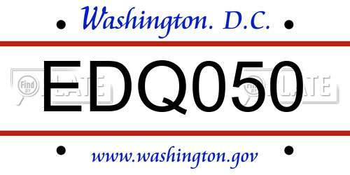 EDQ050 District Of Columbia License Plate
