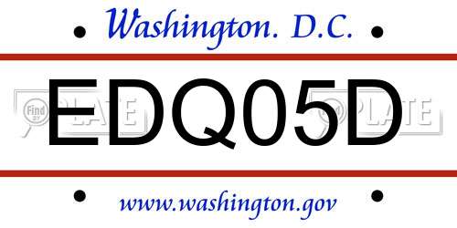 EDQ05D District Of Columbia License Plate