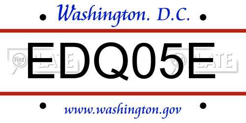 EDQ05E District Of Columbia License Plate