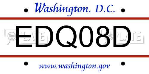 EDQ08D District Of Columbia License Plate