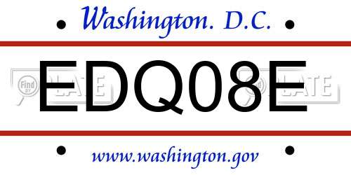 EDQ08E District Of Columbia License Plate