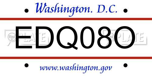 EDQ08O District Of Columbia License Plate