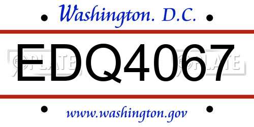 EDQ4067 District Of Columbia License Plate