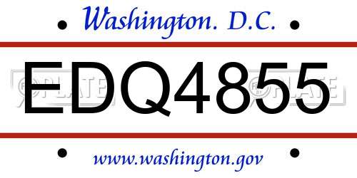 EDQ4855 District Of Columbia License Plate