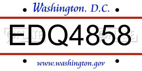 EDQ4858 District Of Columbia License Plate