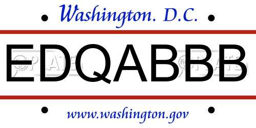 EDQABBB District Of Columbia License Plate