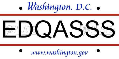 EDQASSS District Of Columbia License Plate