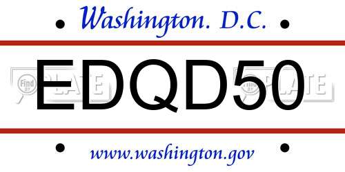 EDQD50 District Of Columbia License Plate