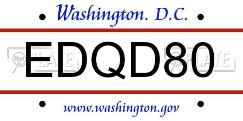 EDQD80 District Of Columbia License Plate