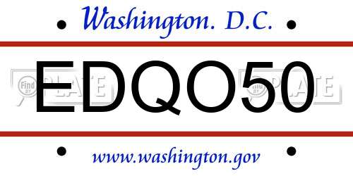 EDQO50 District Of Columbia License Plate